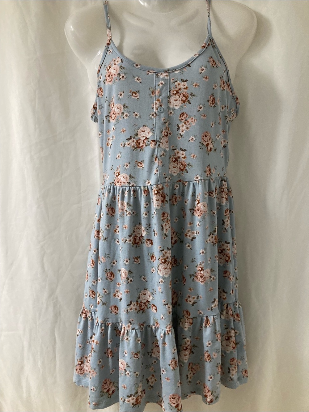 Streetwear Society Blue Floral Tiered Midi Dress Size S